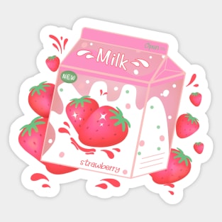 Retro 90s Japanese Kawaii Strawberry Milk Shake Carton Sticker